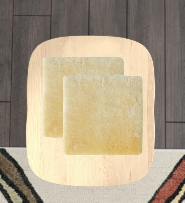 Homeroots Set Of Two 17" X 17" Cornsilk Linen Solid Color Dining Chair Pad  Sheepskin 480444