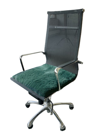 Homeroots Set Of Four 17" X 17" Emerald Linen Solid Color Dining Chair Pad  Sheepskin 480445