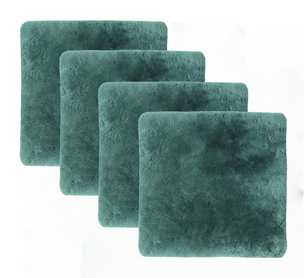 Homeroots Set Of Four 17" X 17" Emerald Linen Solid Color Dining Chair Pad  Sheepskin 480445