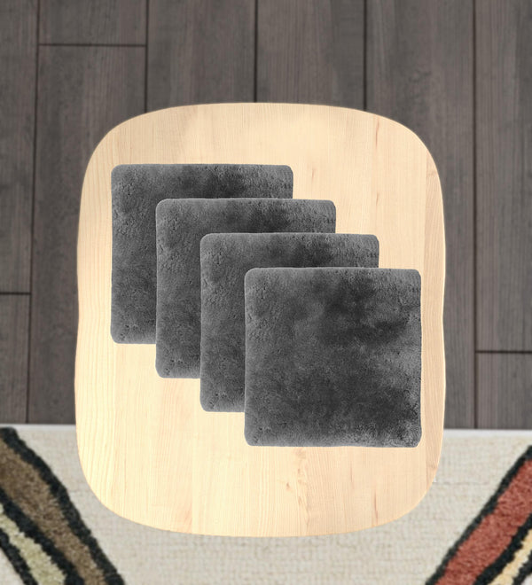Homeroots Set Of Four 17" X 17" Charcoal Grey Medical Sheepskin Chair Pads  Sheepskin 480446