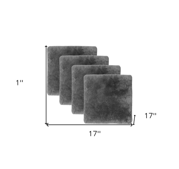 Homeroots Set Of Four 17" X 17" Charcoal Grey Medical Sheepskin Chair Pads  Sheepskin 480446