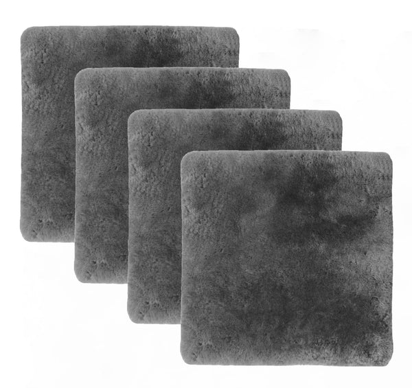Homeroots Set Of Four 17" X 17" Charcoal Grey Medical Sheepskin Chair Pads  Sheepskin 480446