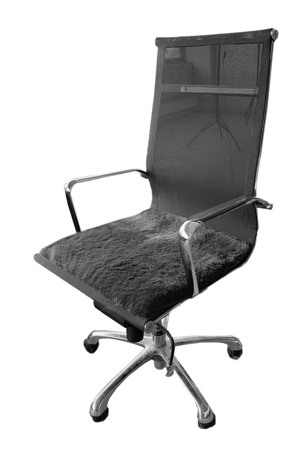 Homeroots Set Of Four 17" X 17" Charcoal Grey Medical Sheepskin Chair Pads  Sheepskin 480446