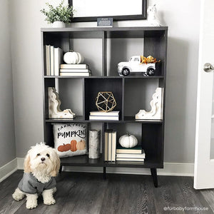HomeRoots 49" Charcoal Seven-Tier Cube Bookcase - Modern Open-Back Design for Stylish Storage & Display Options 480462