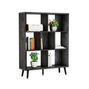 HomeRoots 49" Charcoal Seven-Tier Cube Bookcase - Modern Open-Back Design for Stylish Storage & Display Options 480462