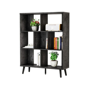 HomeRoots 49" Charcoal Seven-Tier Cube Bookcase - Modern Open-Back Design for Stylish Storage & Display Options 480462