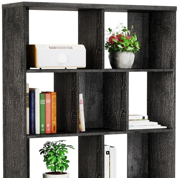 HomeRoots 49" Charcoal Seven-Tier Cube Bookcase - Modern Open-Back Design for Stylish Storage & Display Options 480462