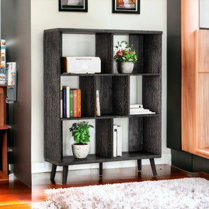 HomeRoots 49" Charcoal Seven-Tier Cube Bookcase - Modern Open-Back Design for Stylish Storage & Display Options 480462