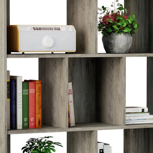 HomeRoots 49" Light Gray Steel Seven-Tier Cube Bookcase – Modern Storage Solution for Books & Decor Display 480464