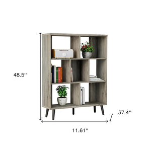 HomeRoots 49" Light Gray Steel Seven-Tier Cube Bookcase – Modern Storage Solution for Books & Decor Display 480464