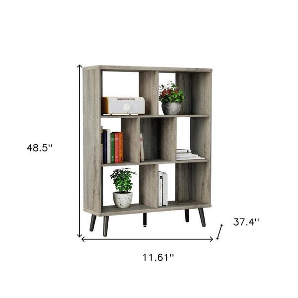 HomeRoots 49" Light Gray Steel Seven-Tier Cube Bookcase – Modern Storage Solution for Books & Decor Display 480464