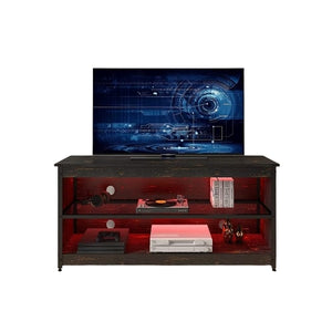 Homeroots 55" Black Manufactured Wood Open Shelving Tv Stand With Bookcase  Manufactured Wood 480467