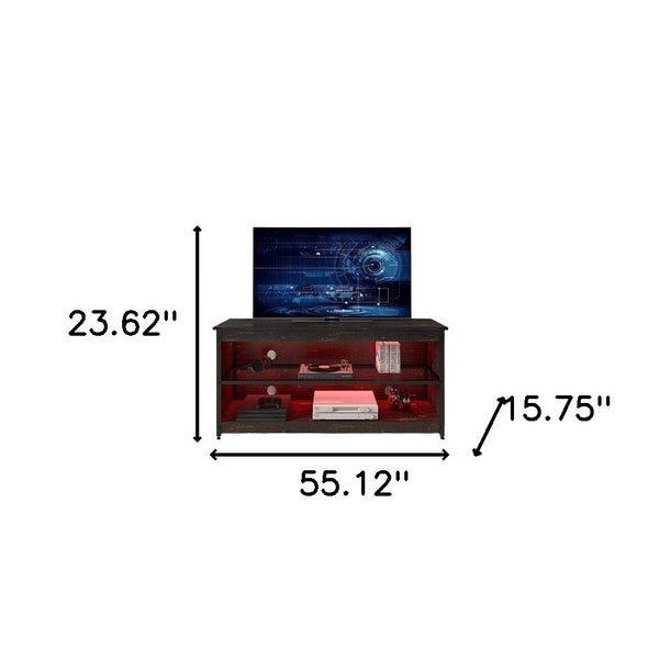 Homeroots 55" Black Manufactured Wood Open Shelving Tv Stand With Bookcase  Manufactured Wood 480467