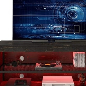 Homeroots 55" Black Manufactured Wood Open Shelving Tv Stand With Bookcase  Manufactured Wood 480467