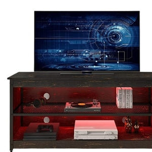 Homeroots 55" Black Manufactured Wood Open Shelving Tv Stand With Bookcase  Manufactured Wood 480467