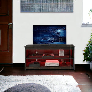 Homeroots 55" Black Manufactured Wood Open Shelving Tv Stand With Bookcase  Manufactured Wood 480467