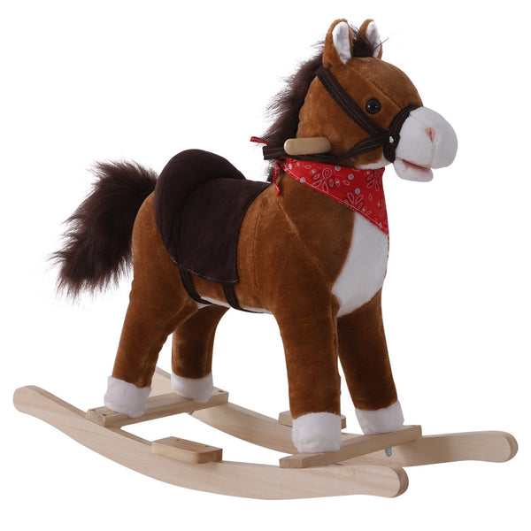 English Elm Qaba Plush Rocking Horse Toy with Galloping Sounds Sturdy Metal Frame for Toddlers W2225P217691