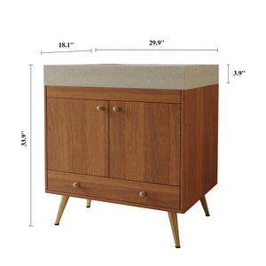 English Elm Mid-century Freestanding Bathroom Vanity with Marble Stone Top and Gold Steel Legs W3136S00065