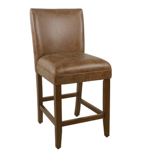 English Elm 24 Inch Counter Stool Faux Leather Cushioned Seat Walnut Wood Legs Kitchen B056P412627
