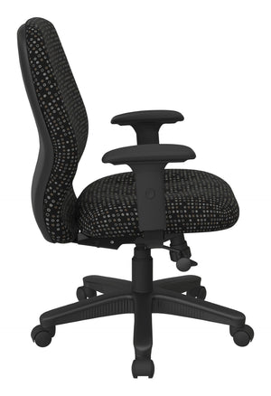 OSP Home Furnishings Mid Back Executive Office Chair with Synchro Tilt Lumbar Support and Padded Pu Arms Onyx 3121-K101