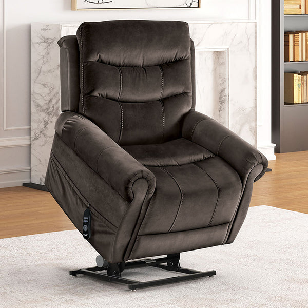 English Elm Transitional Multi-Function Glider Recliner with Channel Back, Cup Holders, Hidden Storage, Upholstered Comfort Dark Gray 39 L x 31 W x 33 H B2741P387666