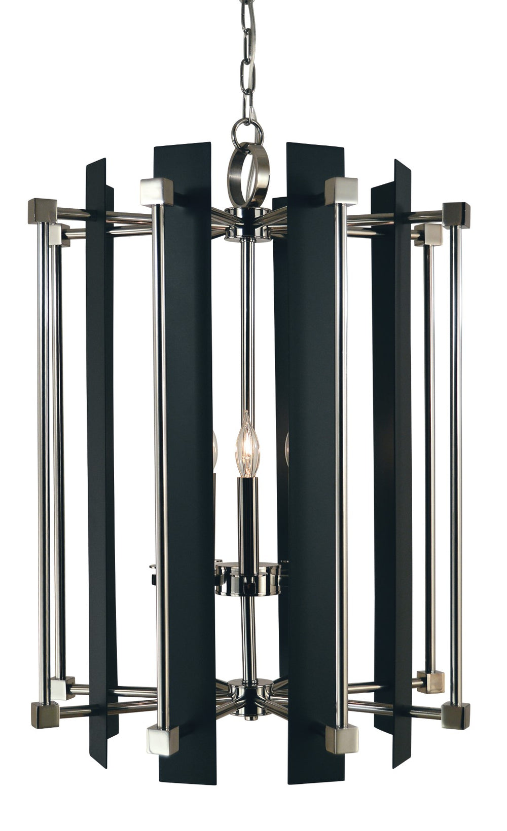 Framburg 5-light Chandelier In Mixed Metal Finish - Handcrafted Elegance For Modern Spaces, Usa-made Quality Polished Nickel With Matte Black Metal 4805 Pn/Mblack