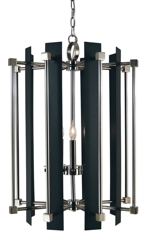 Framburg 5-light Chandelier In Mixed Metal Finish - Handcrafted Elegance For Modern Spaces, Usa-made Quality Polished Nickel With Matte Black Metal 4805 Pn/Mblack