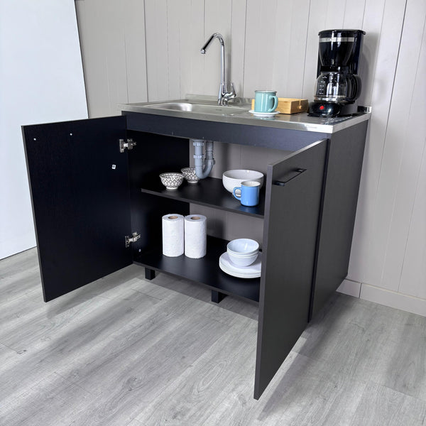 English Elm Napoles 2 Utility Sink Cabinet With Stainless Steel Top & Interior Shelf For Organized Spaces B070S00169