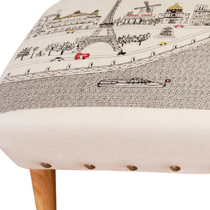 HomeRoots 38" Cream Wool Ottoman with Brown Legs - Stylish Footrest & Accent Piece for Any Room Decor 480538