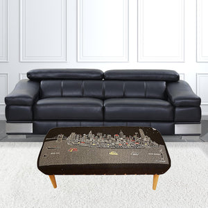 Homeroots 38" Gray Wool And Brown Ottoman   480539