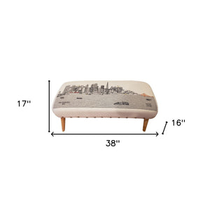 Homeroots 38" Cream Wool And Brown Ottoman   480540