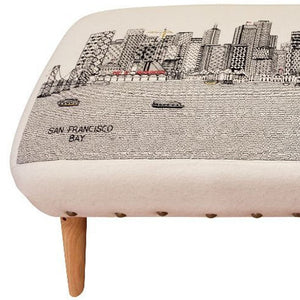 Homeroots 38" Cream Wool And Brown Ottoman   480540