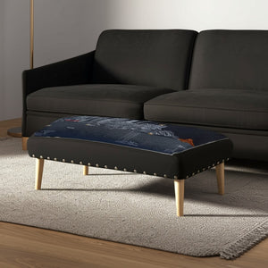 HomeRoots 38" Gray Wool Ottoman with Brown Legs - Stylish Multi-Functional Accent for Living Spaces & Seating 480541