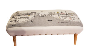 Homeroots 38" Cream Wool And Brown Ottoman   480542