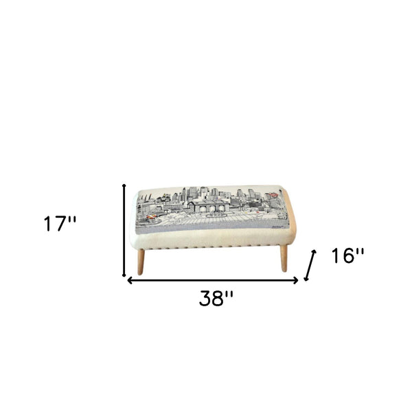 Homeroots 38" Cream Wool And Brown Ottoman   480543