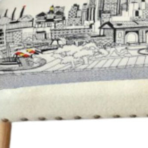 Homeroots 38" Cream Wool And Brown Ottoman   480543