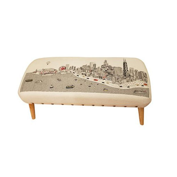 Homeroots 38" Cream Wool And Brown Ottoman   480545