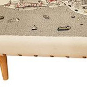 Homeroots 38" Cream Wool And Brown Ottoman   480545