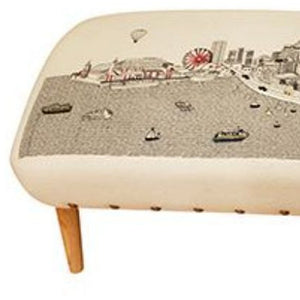 Homeroots 38" Cream Wool And Brown Ottoman   480545