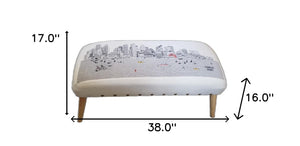 Homeroots 38" Cream Wool And Brown Ottoman   480547