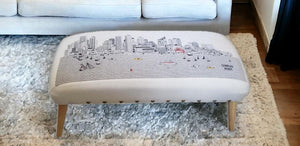 Homeroots 38" Cream Wool And Brown Ottoman   480547