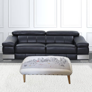 Homeroots 38" Cream Wool And Brown Ottoman   480547