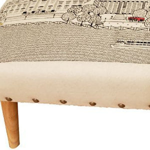 Homeroots 38" Cream Wool And Brown Ottoman   480548