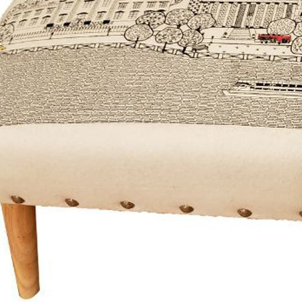 Homeroots 38" Cream Wool And Brown Ottoman   480548