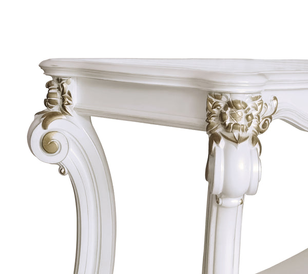 English Elm Vendome Elegant Antique Pearl Finish Sofa Table with Scrolled Legs, Bottom Shelf & Apron Trim B2726P263494