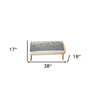 Homeroots 38" Cream Wool And Brown Ottoman   480550