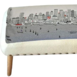 Homeroots 38" Cream Wool And Brown Ottoman   480550