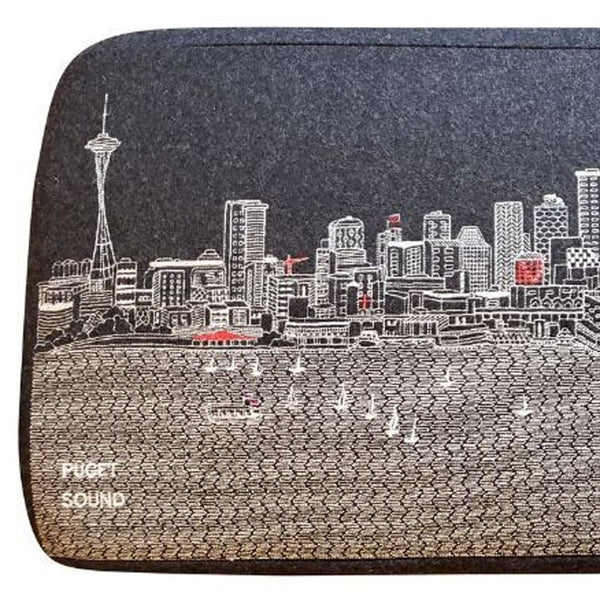 Homeroots 38" Gray Wool And Brown Ottoman   480551