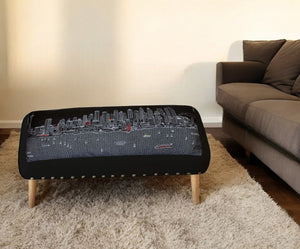 HomeRoots 38" Gray Wool Ottoman with Brown Legs - Elegant Rectangular Design for Versatile Home Décor Use 480551