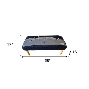 Homeroots 38" Gray Wool And Brown Ottoman   480552